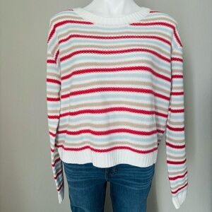 Stitches & Stripes Cass Pullover Crewneck Striped White Blue‎ Red Tan Sweater XL